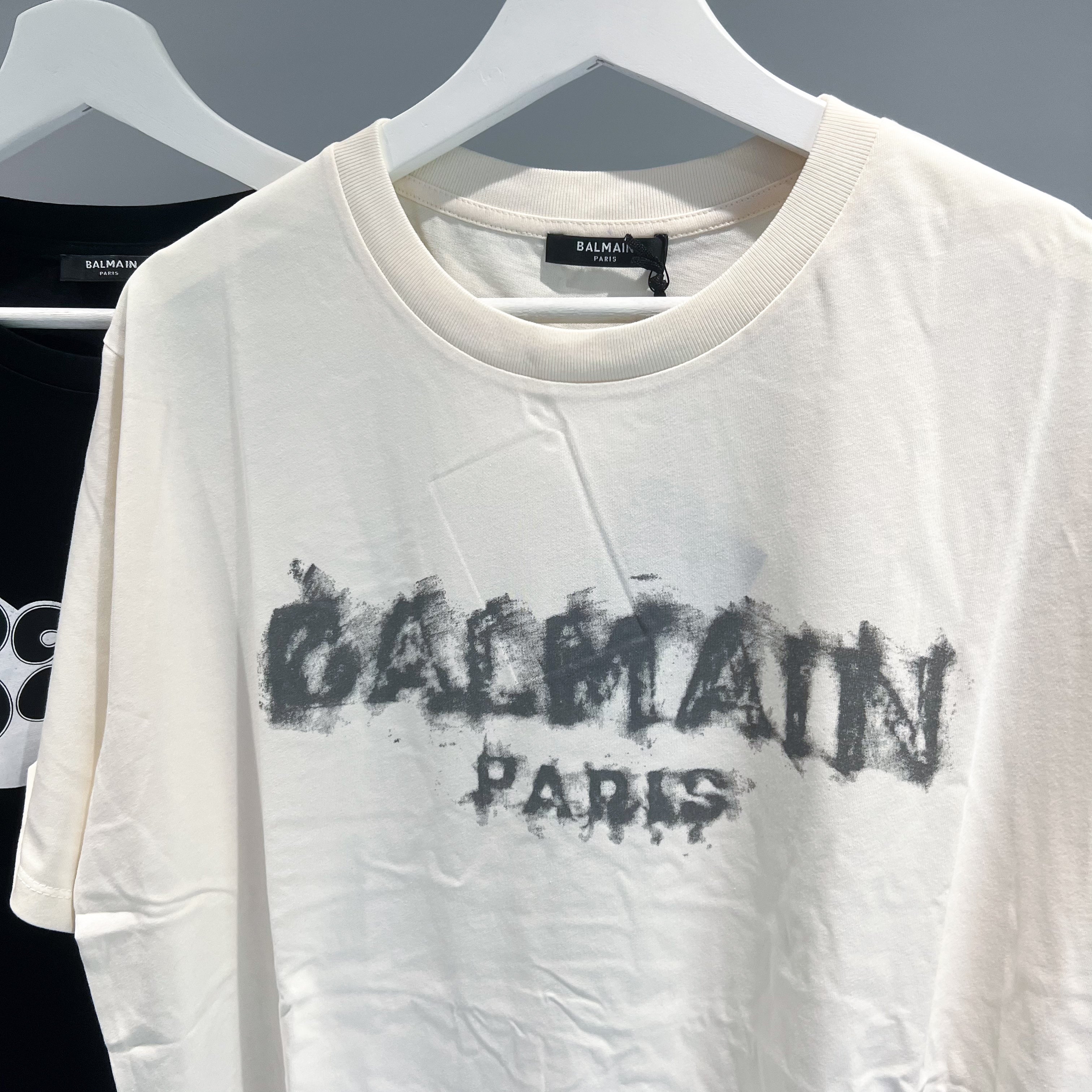 Balmain Charcoal Smudge Tee - Beige