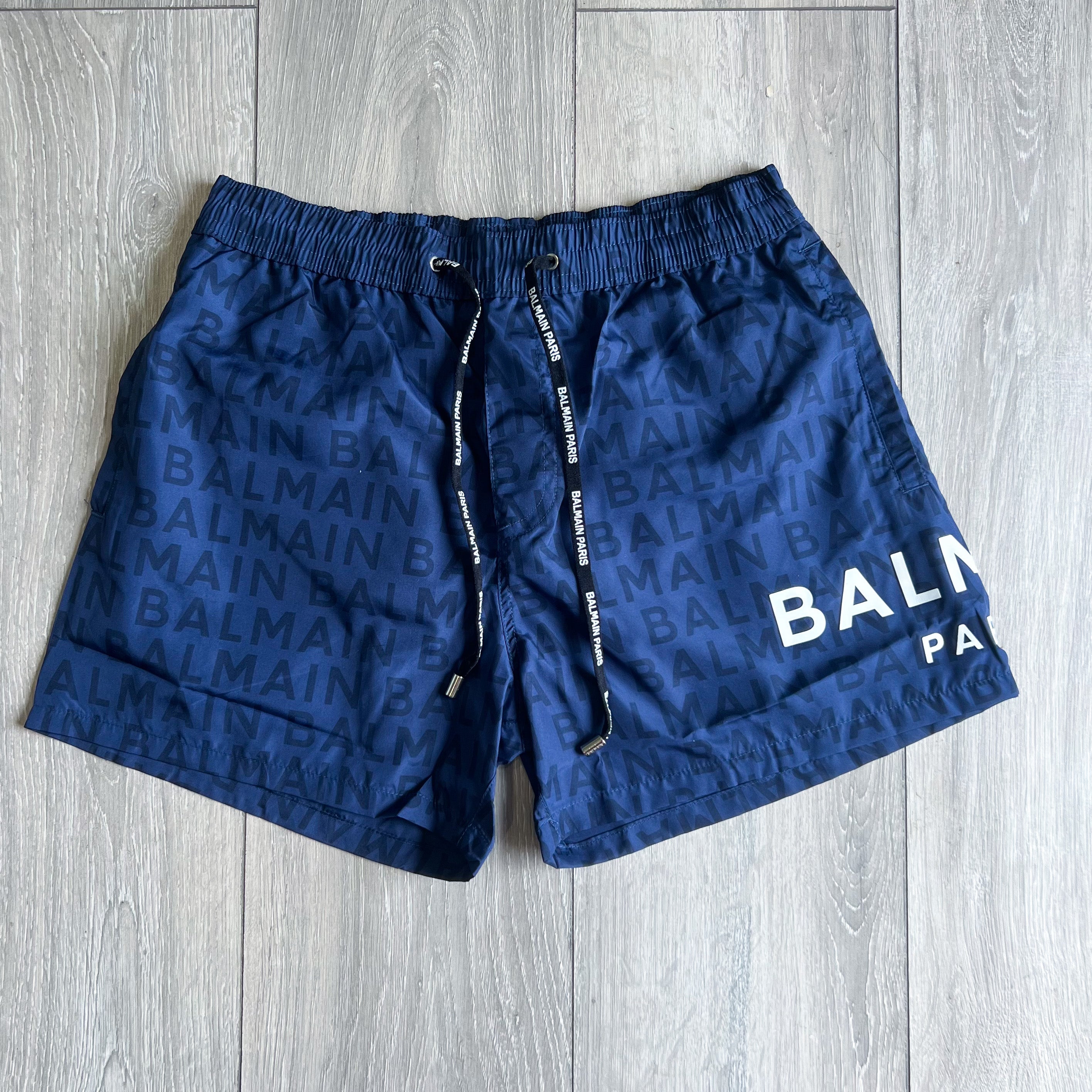 Balmain Monogram Swimshorts - Navy Blue