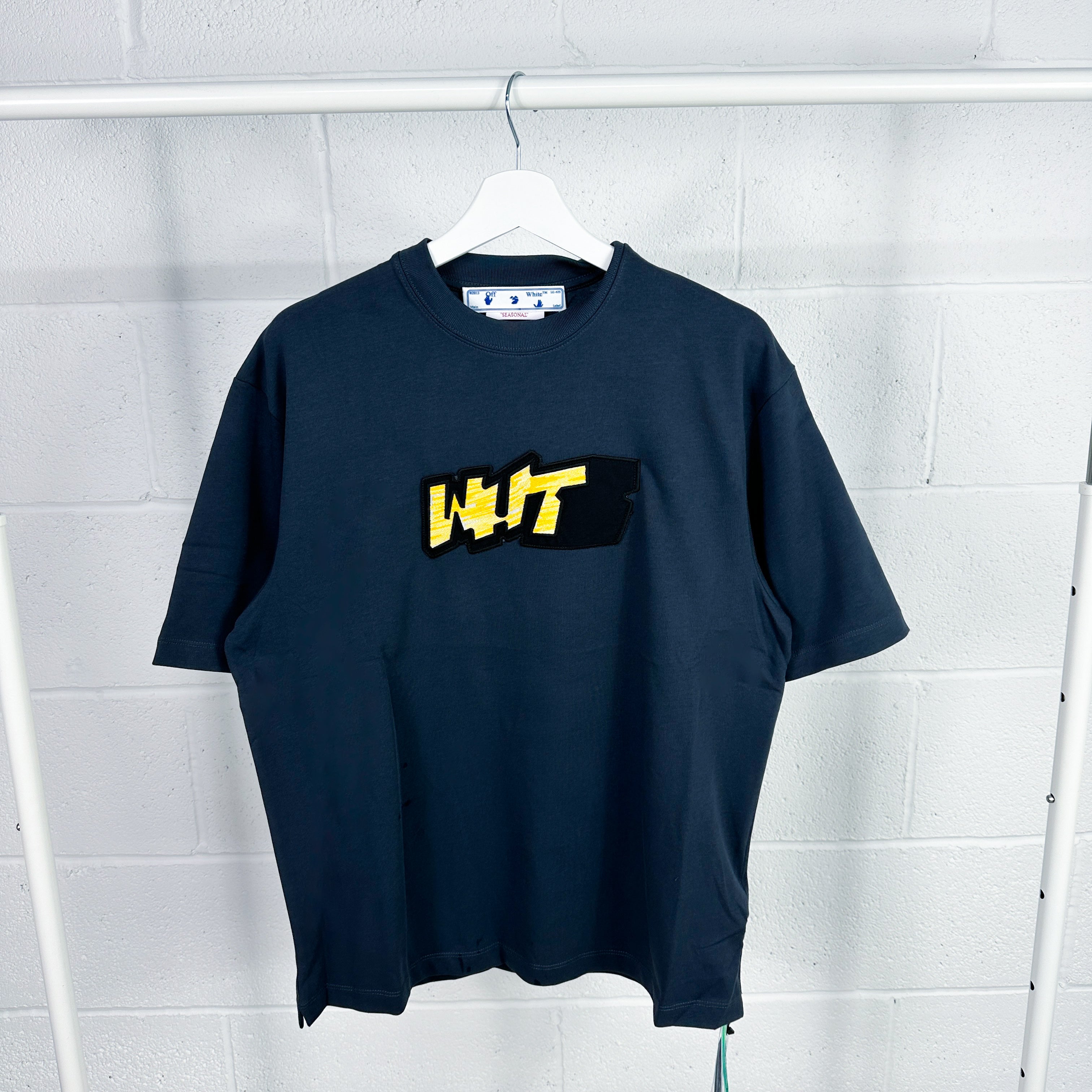 Off-White Embroidered ‘WHT’ Tee - Grey