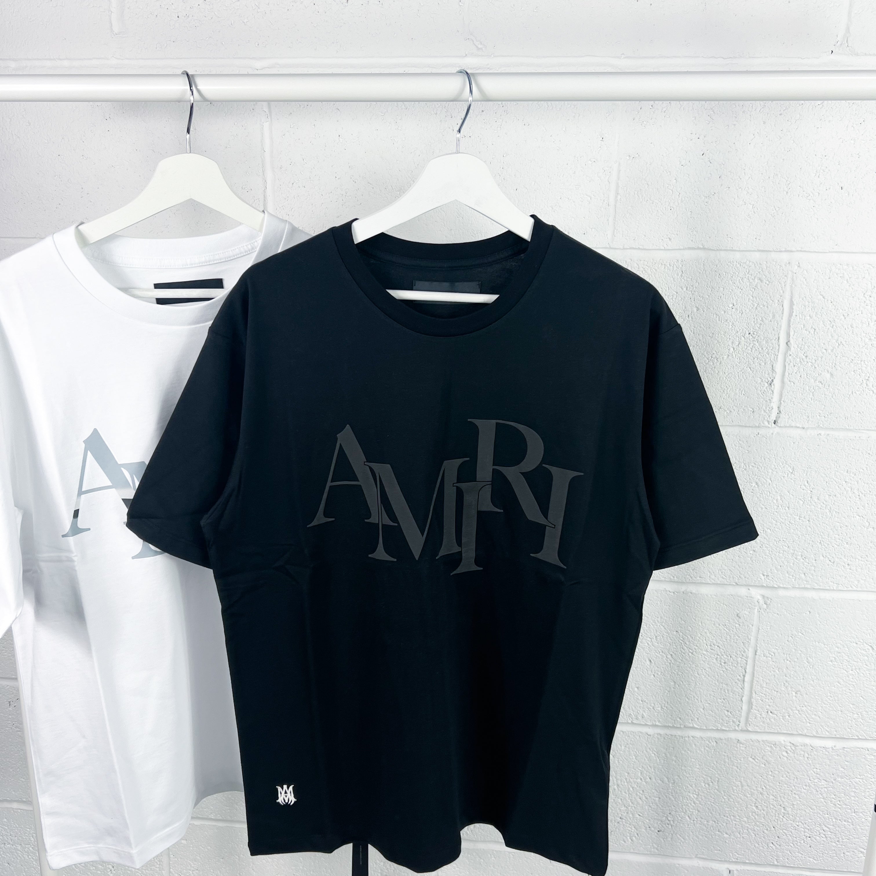 Amiri Staggered Logo Tee - Black