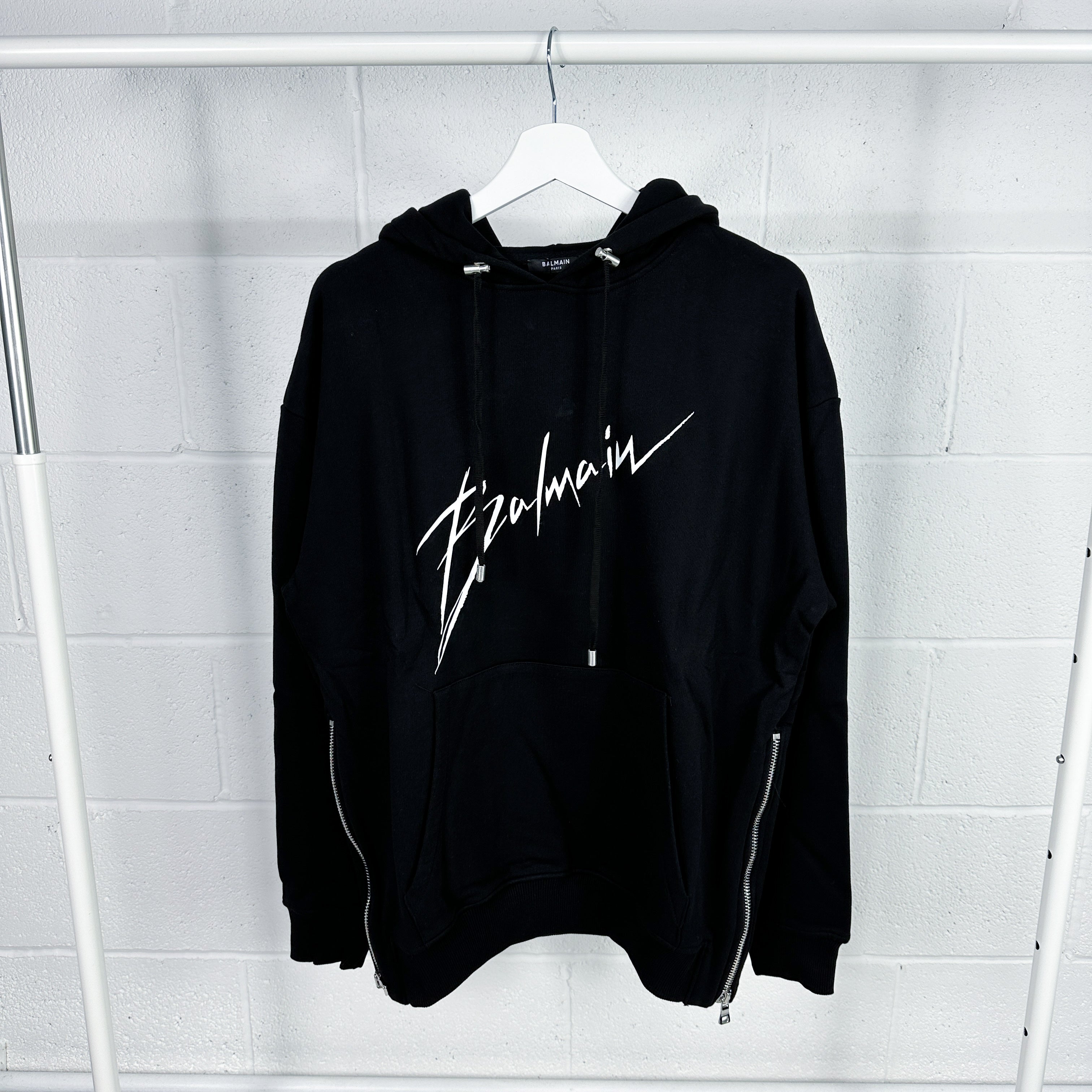 Balmain Signature Side-Zip Hoodie