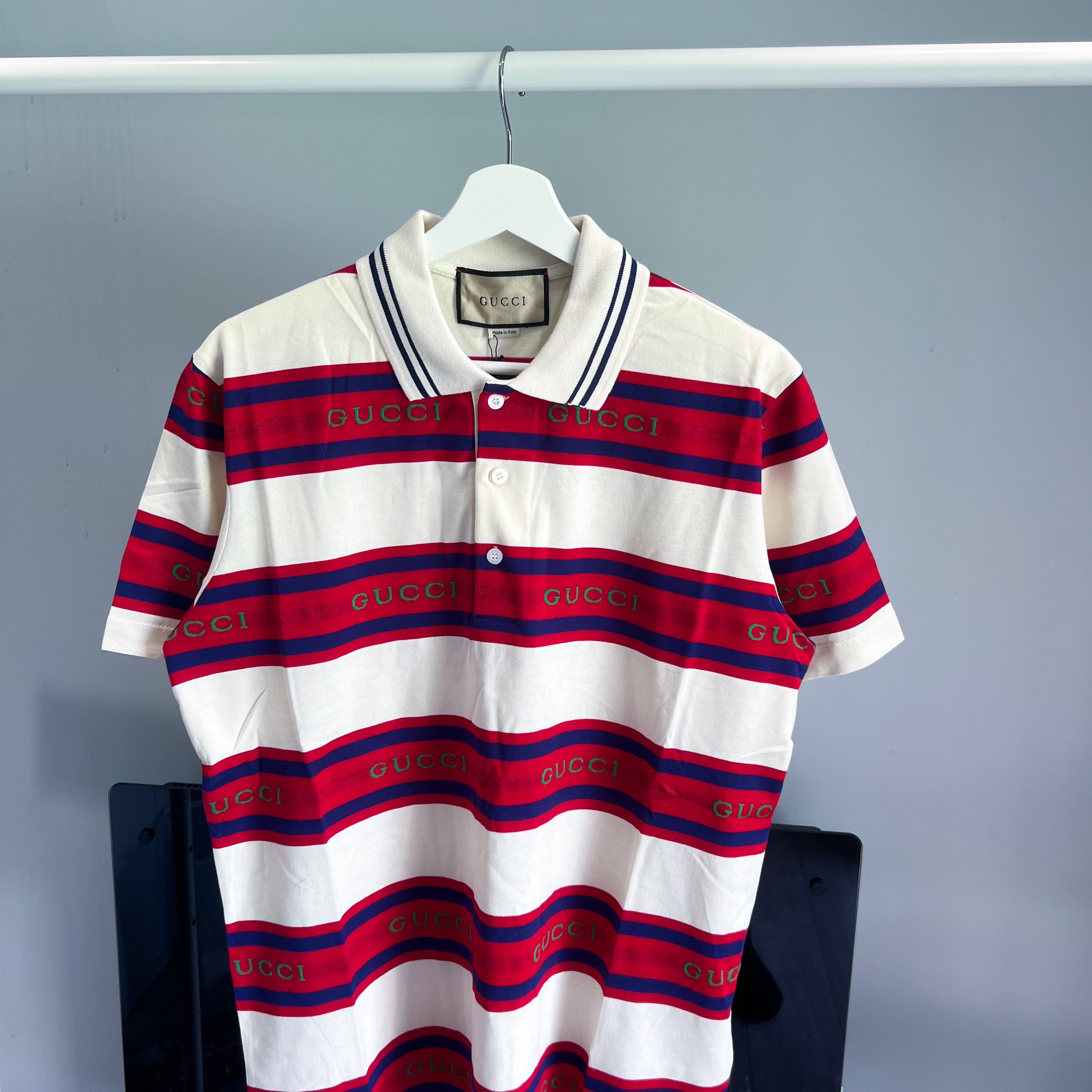 Gucci Ivory Striped Polo