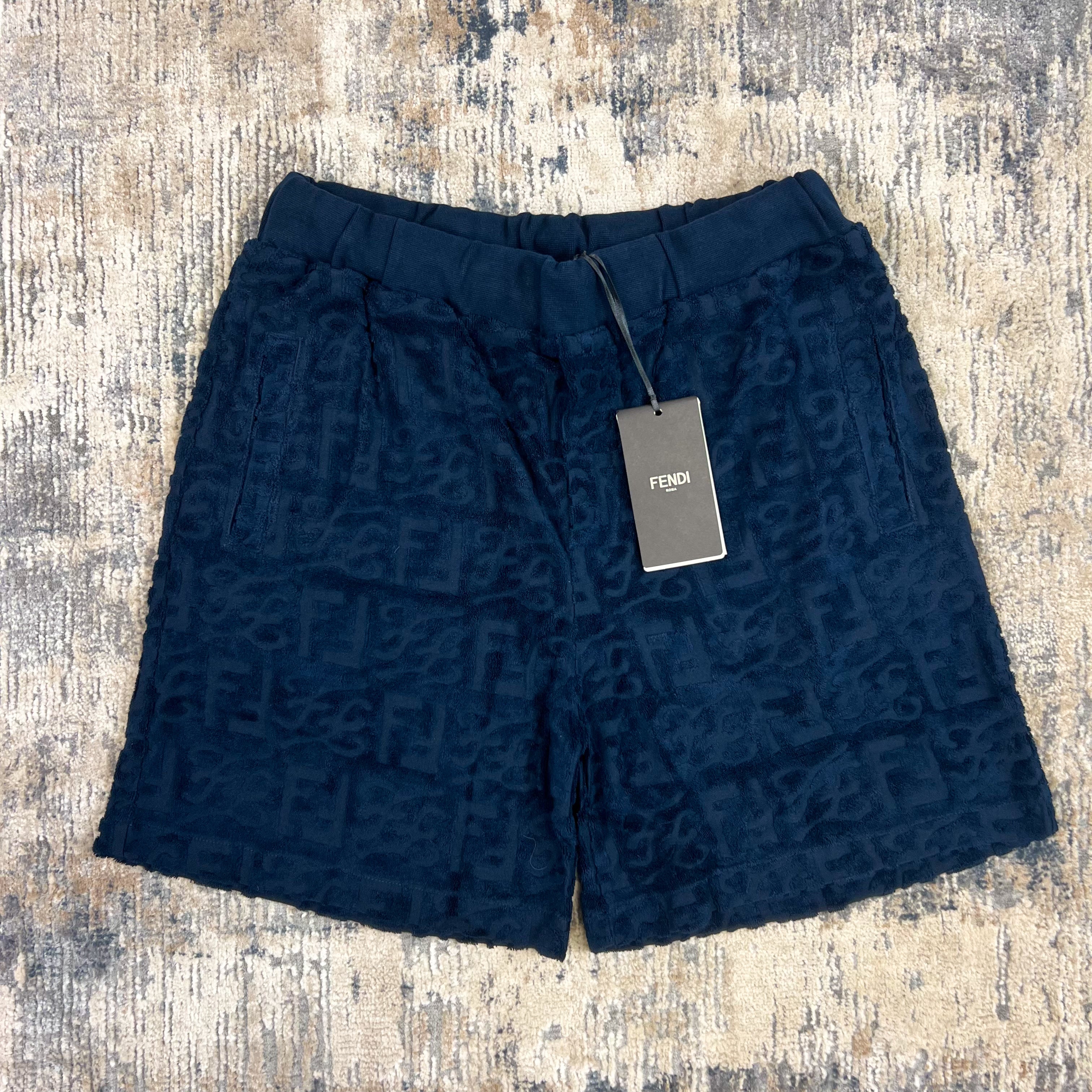 Fendi FF Bermuda Towel Shorts - Navy