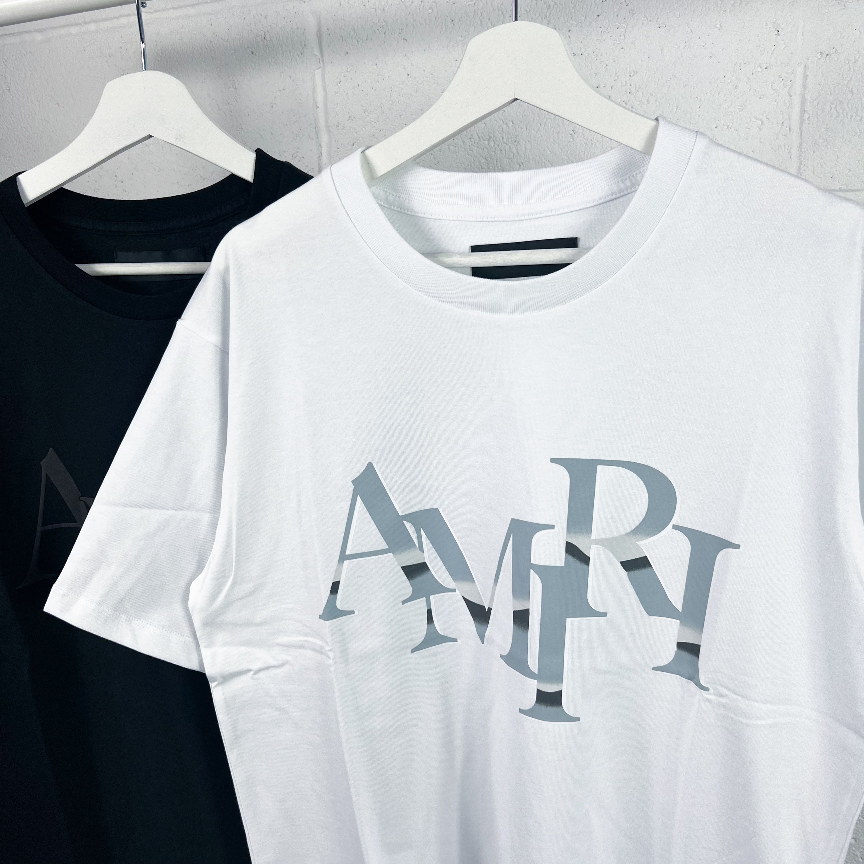 Amiri Staggered Logo Tee - White