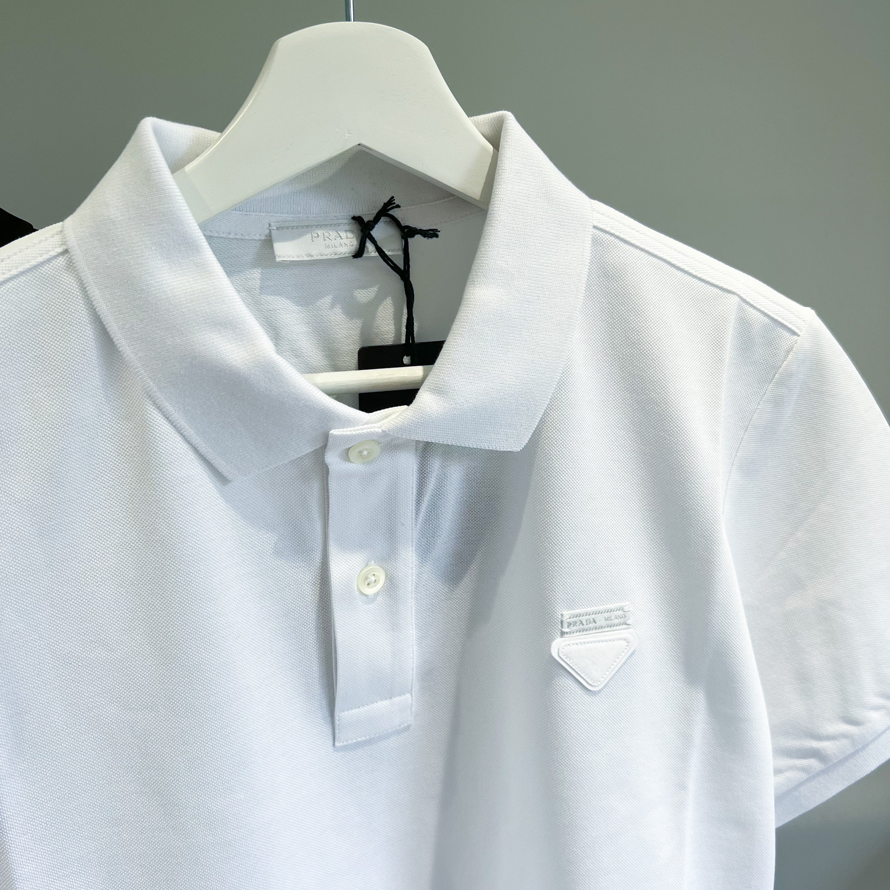 Prada Triangle Badge Polo - White