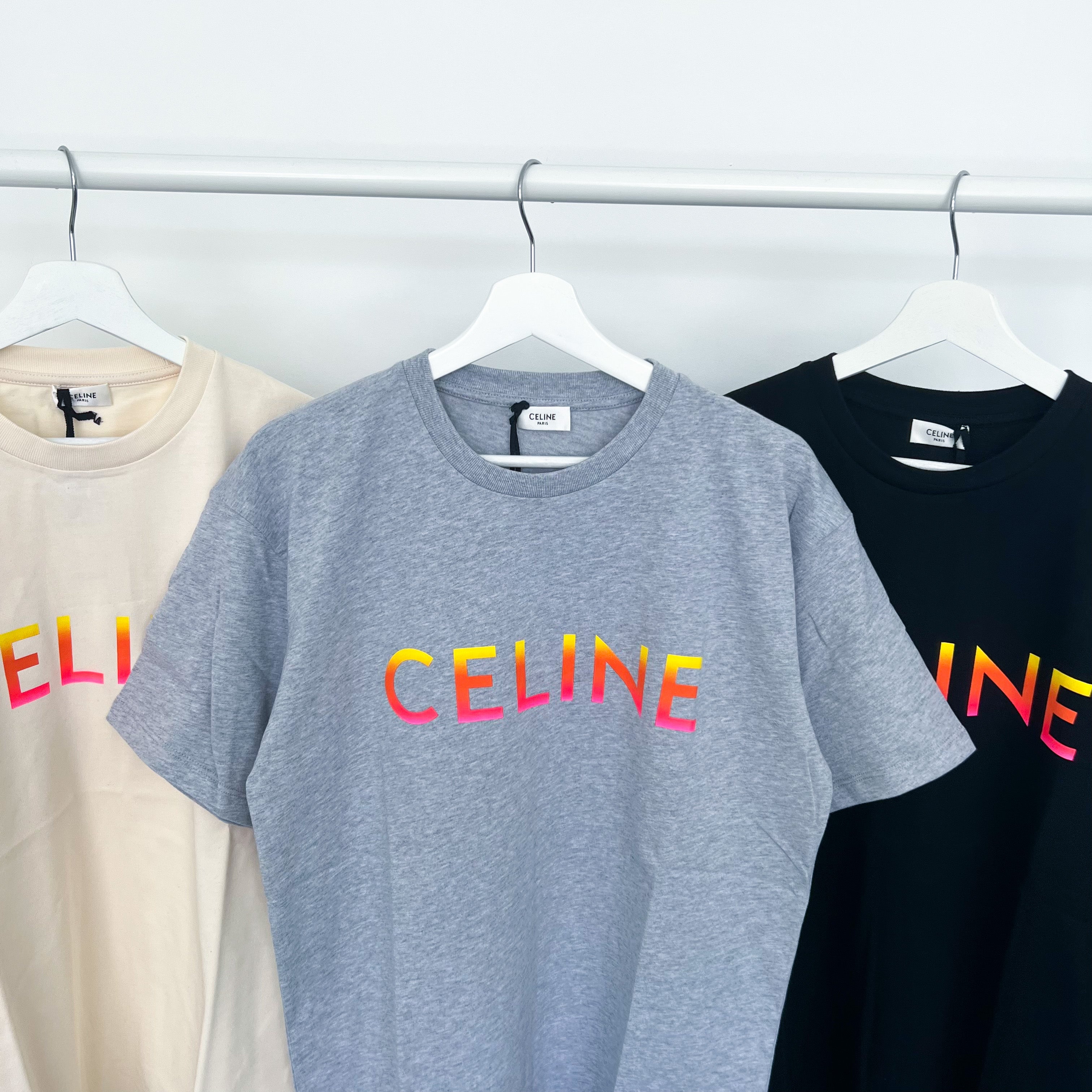 Celine Sunset Logo Tee - Grey