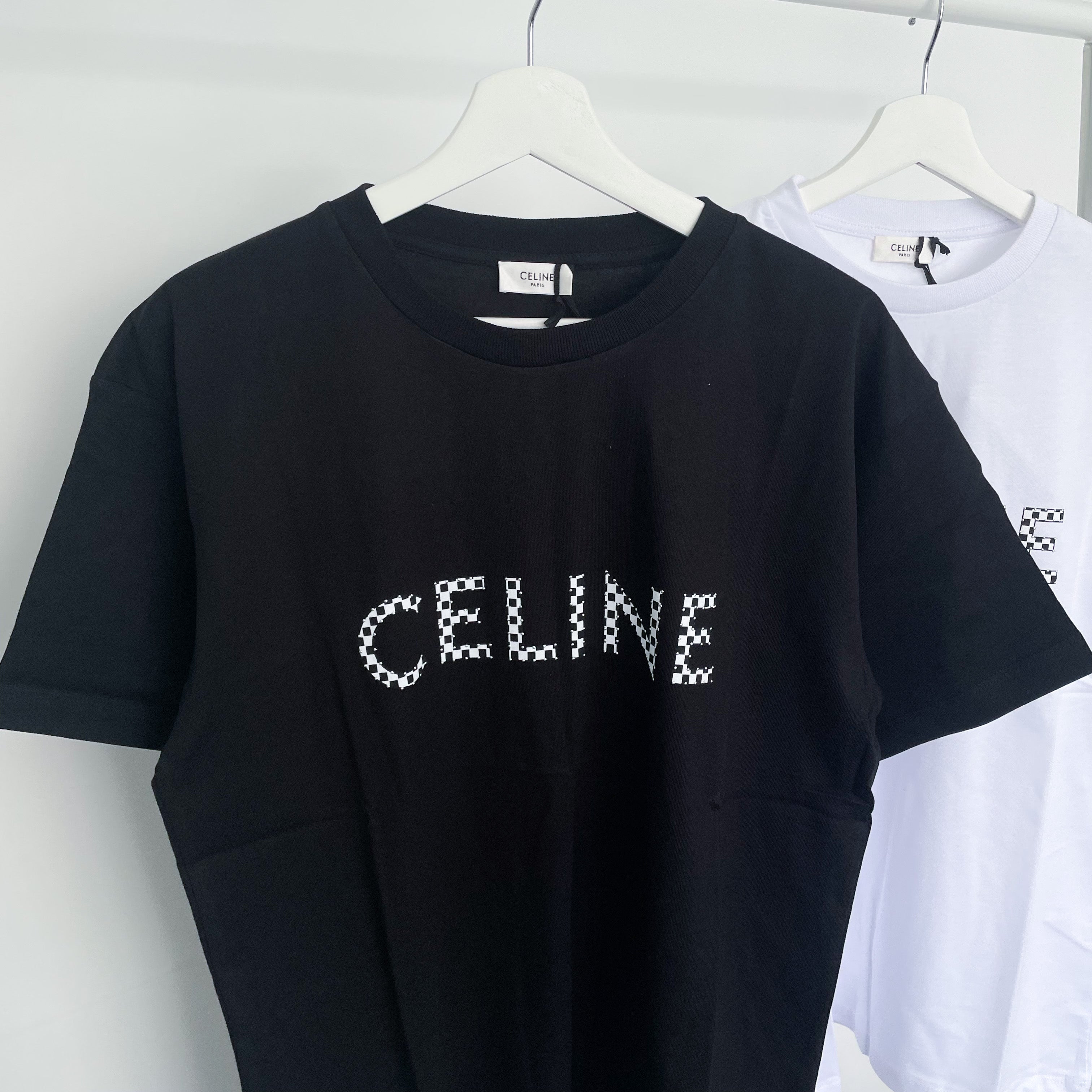 Celine Studded Logo Tee - Black