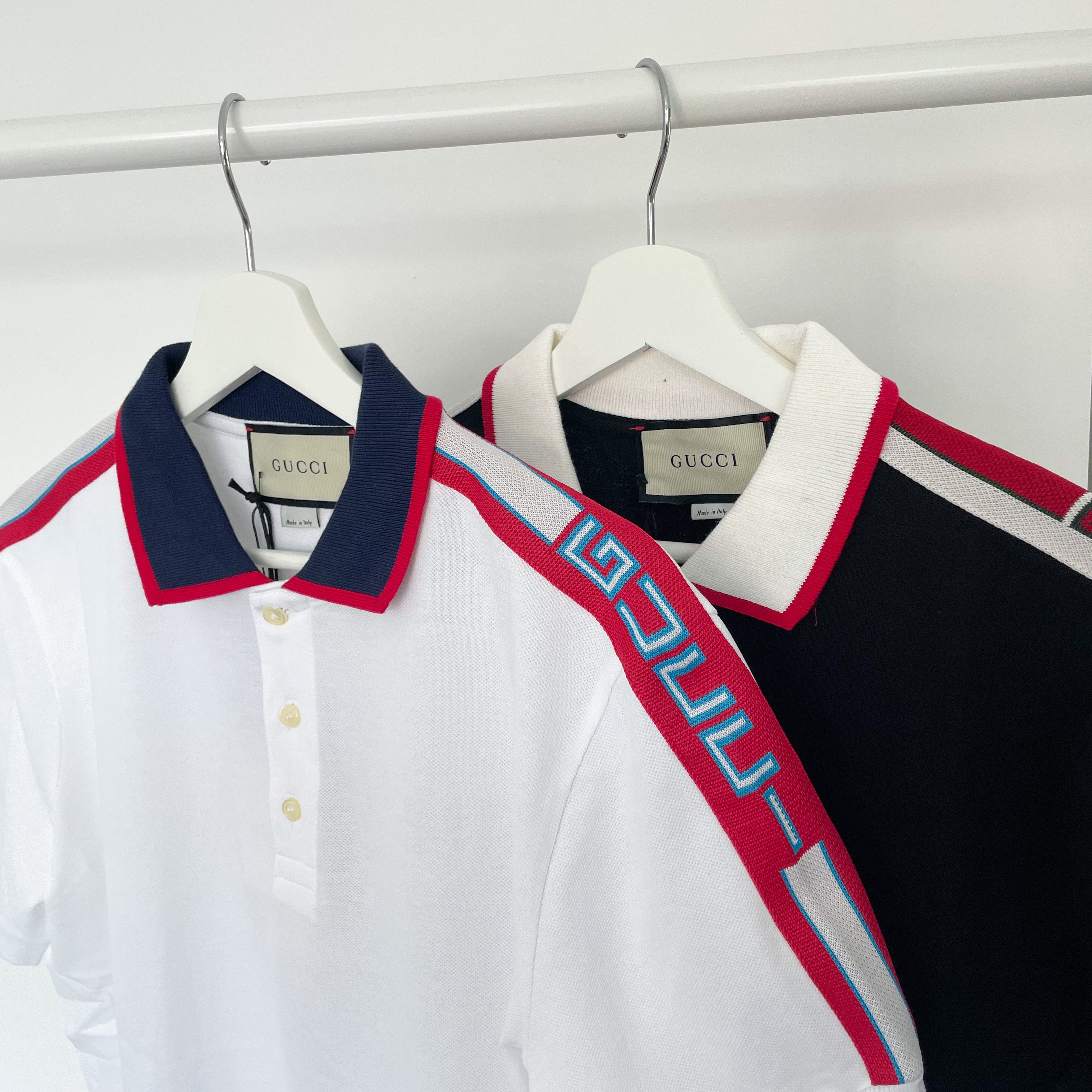 Gucci Logo Stripe Polo Tee - White