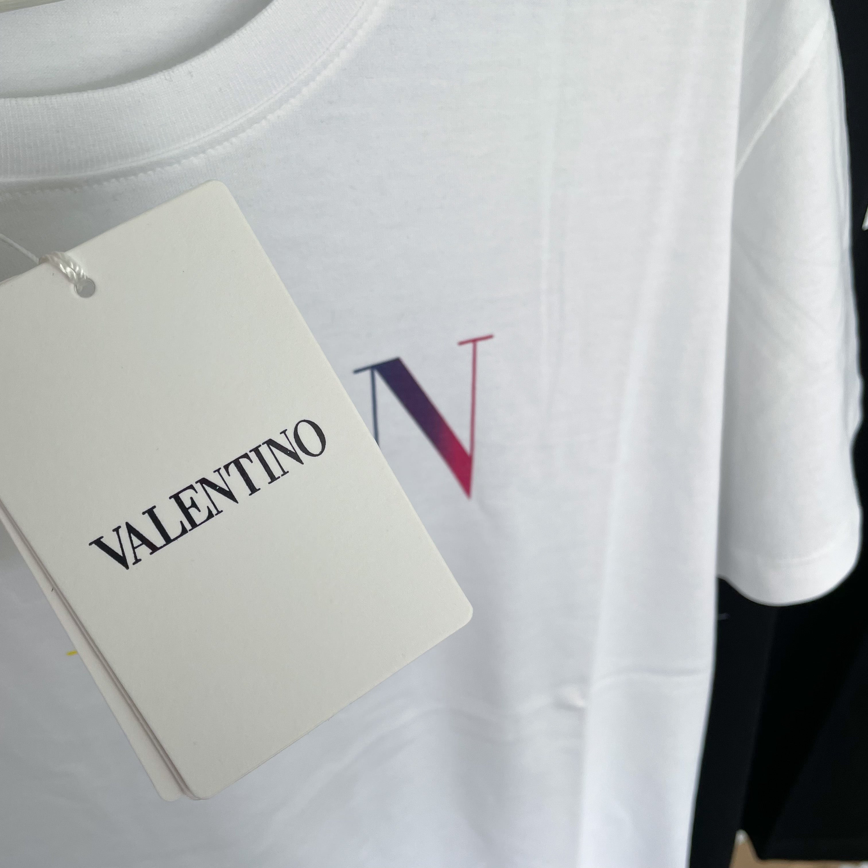 Valentino Rainbow Logo Tee - White