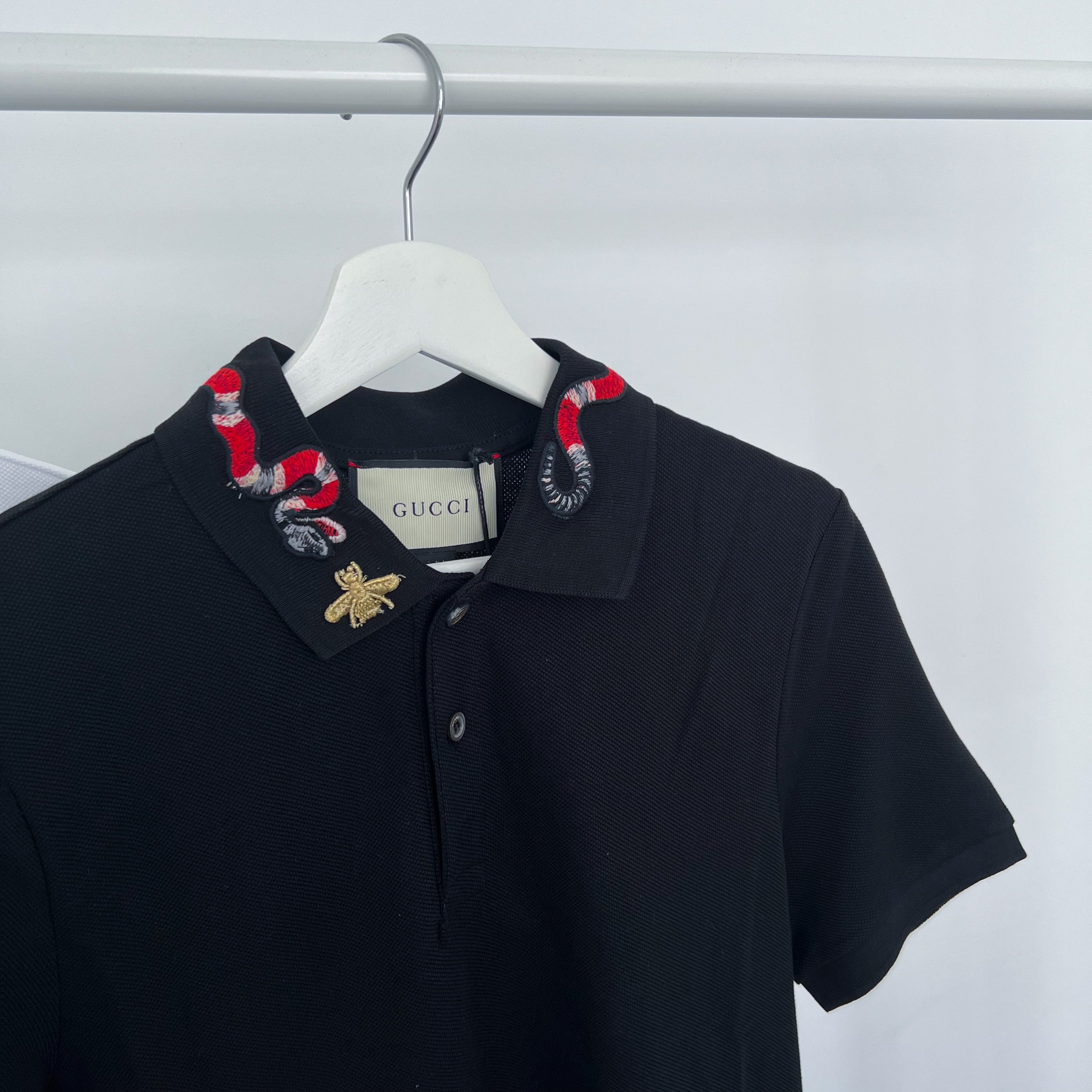 Gucci Embroidered Snake Polo - Black