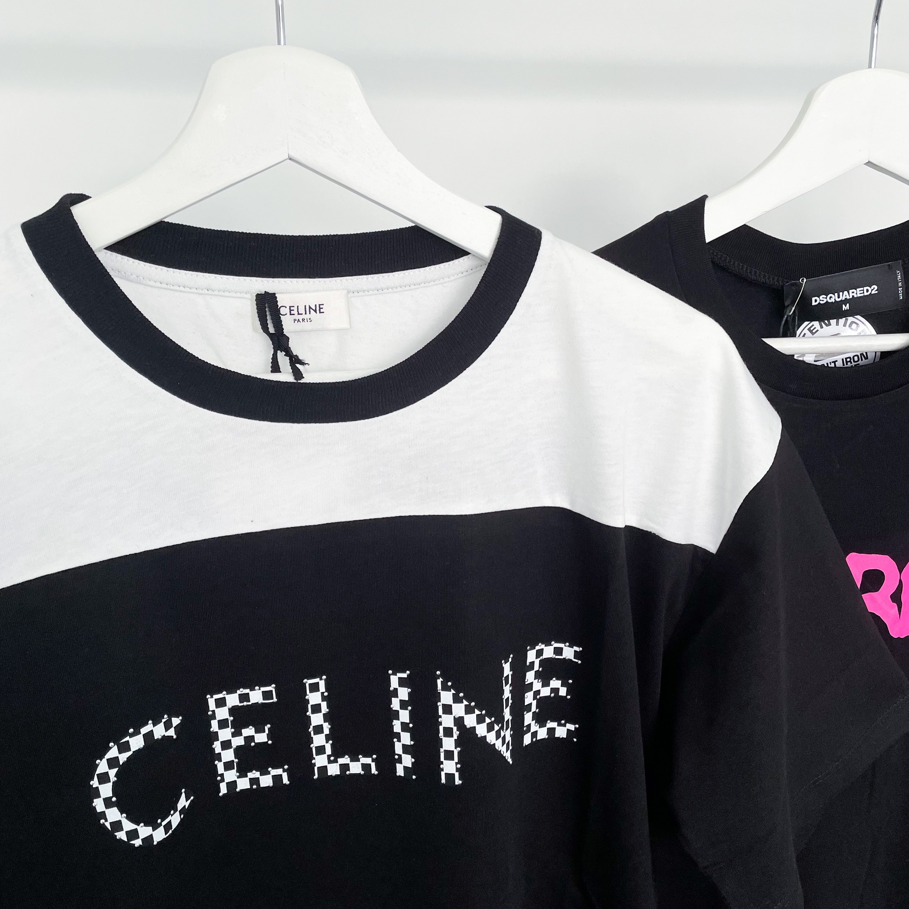 Celine Studded Logo Tee - Black / White
