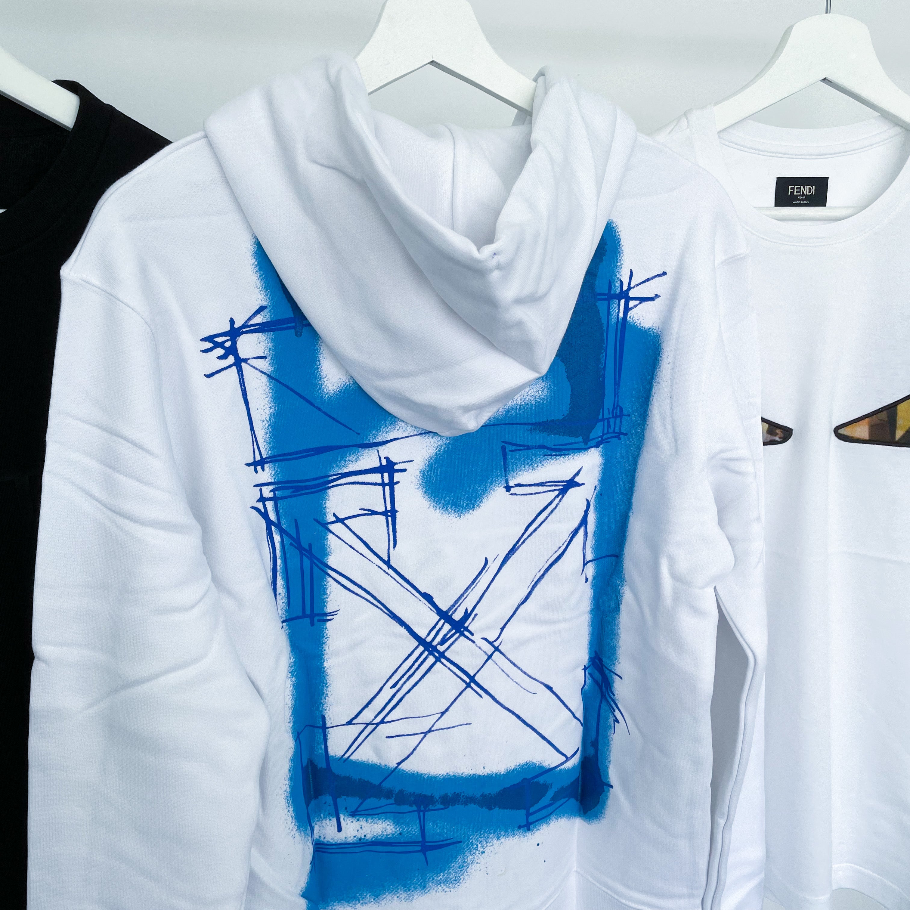 Off white clearance white motif hoodie