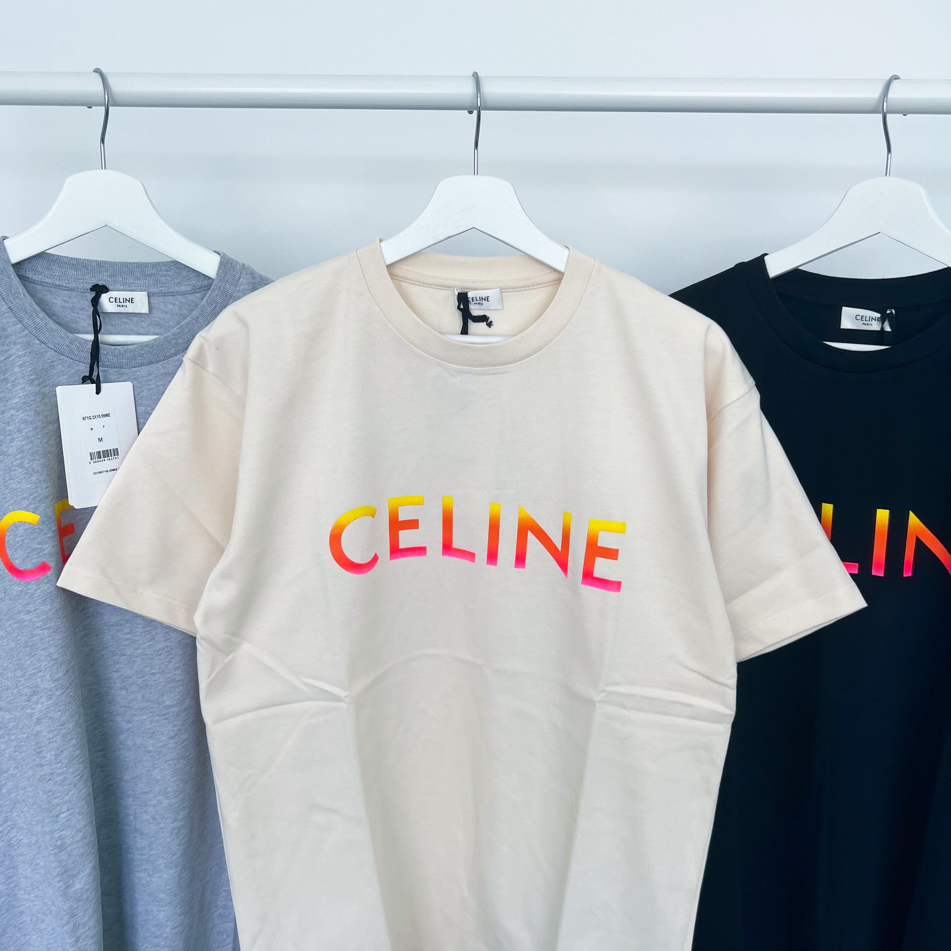 Celine Sunset Logo Tee - Cream