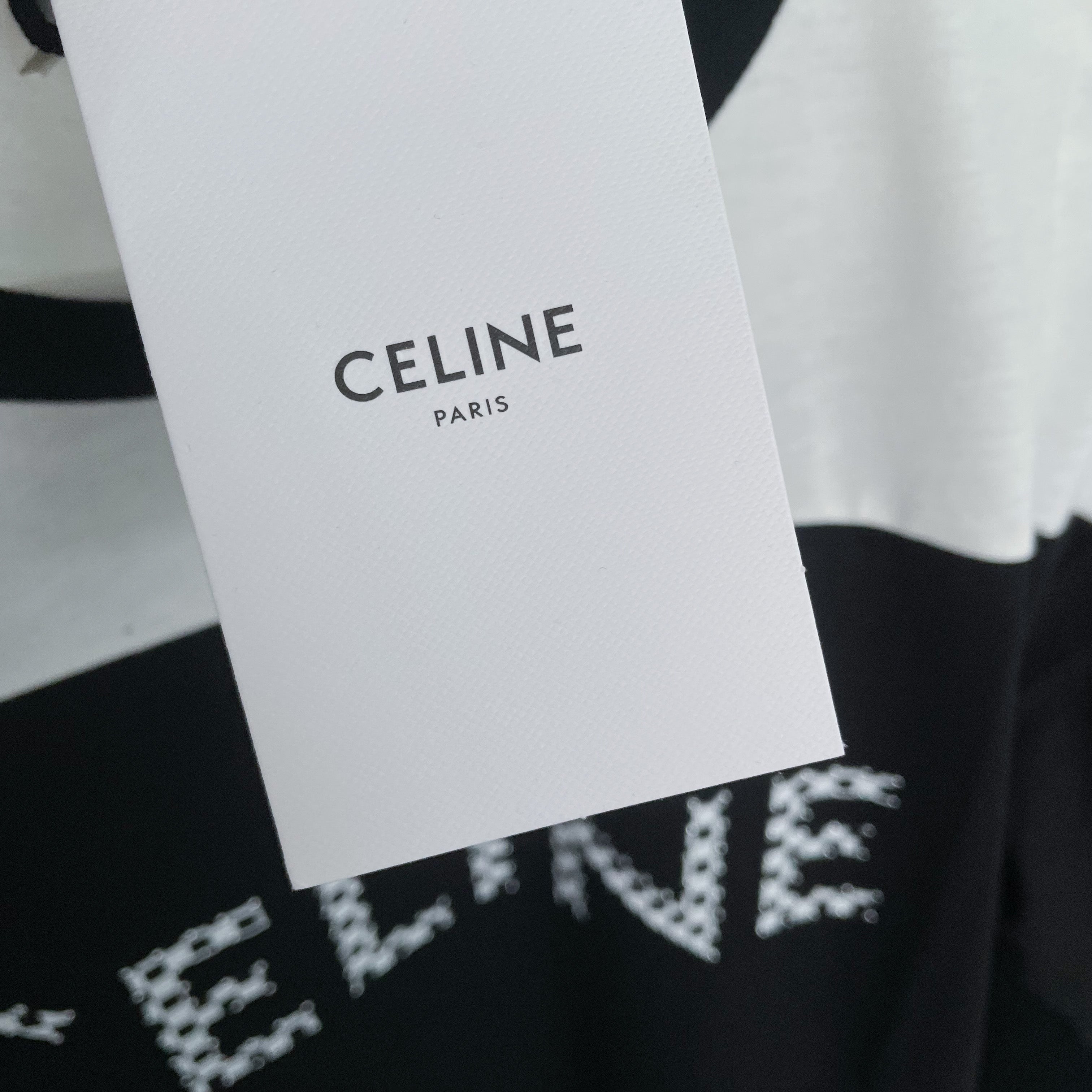 Celine Studded Logo Tee - Black / White