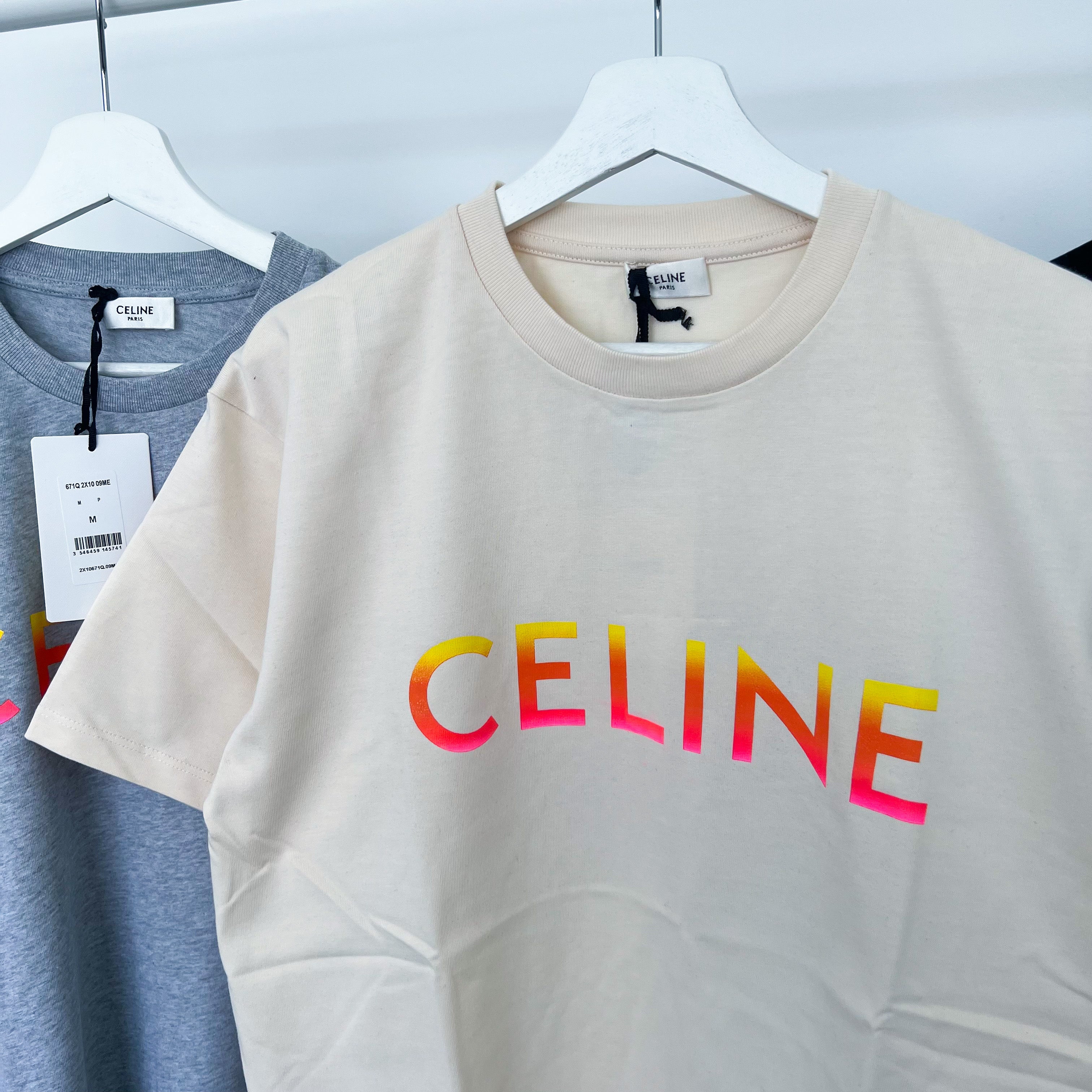 Celine Sunset Logo Tee - Cream