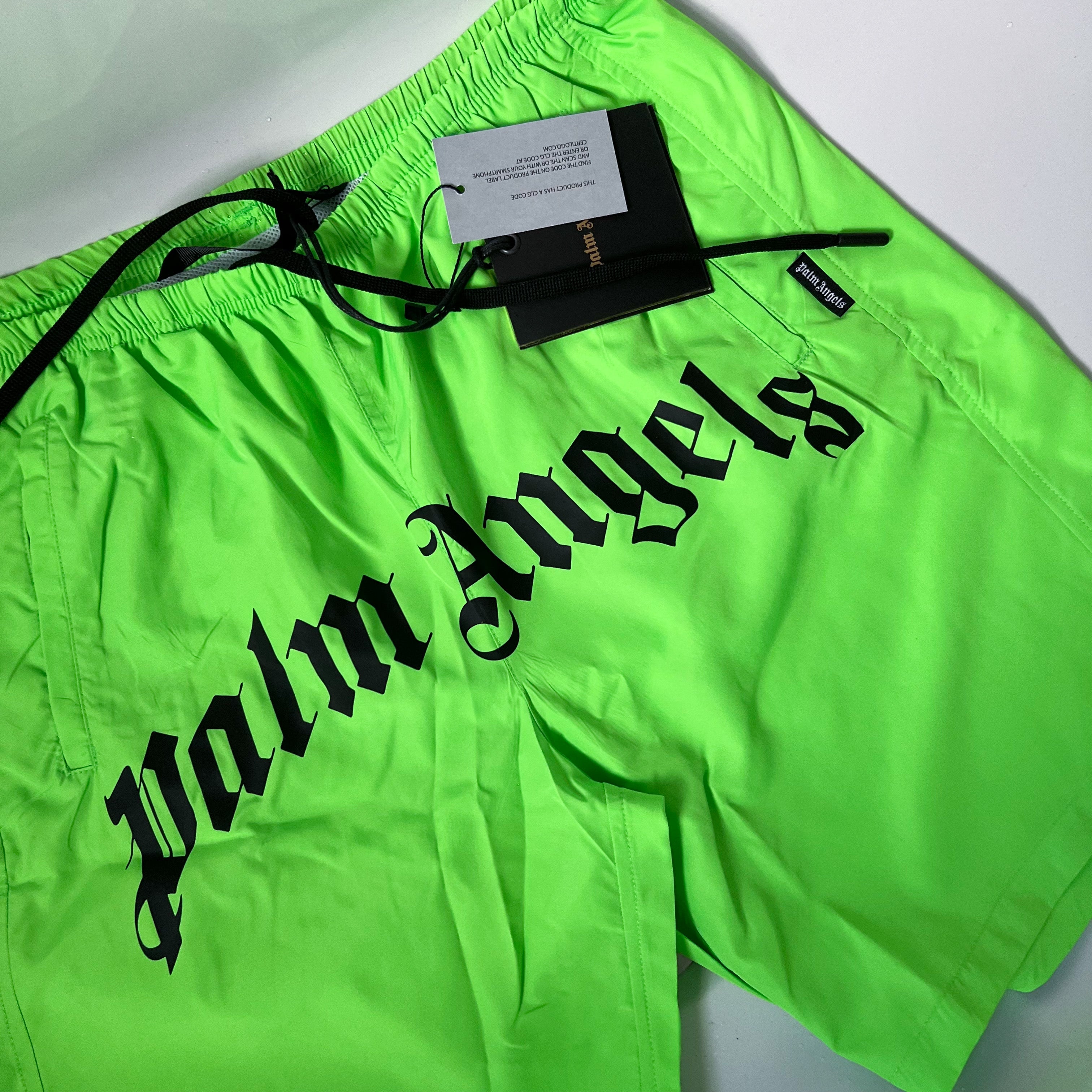 Palm Angels Curved Logo Swimshorts - Green