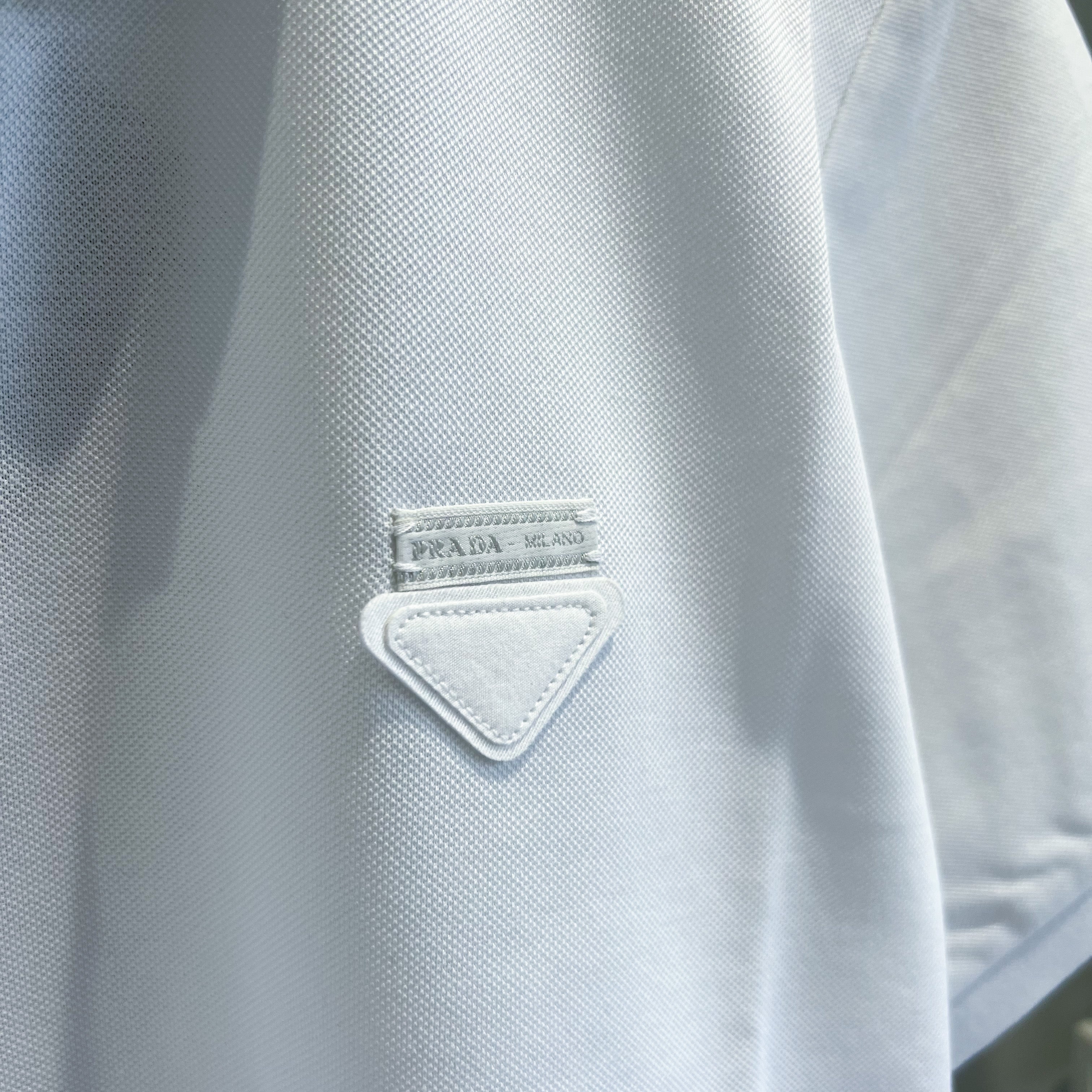 Prada Triangle Badge Polo - White