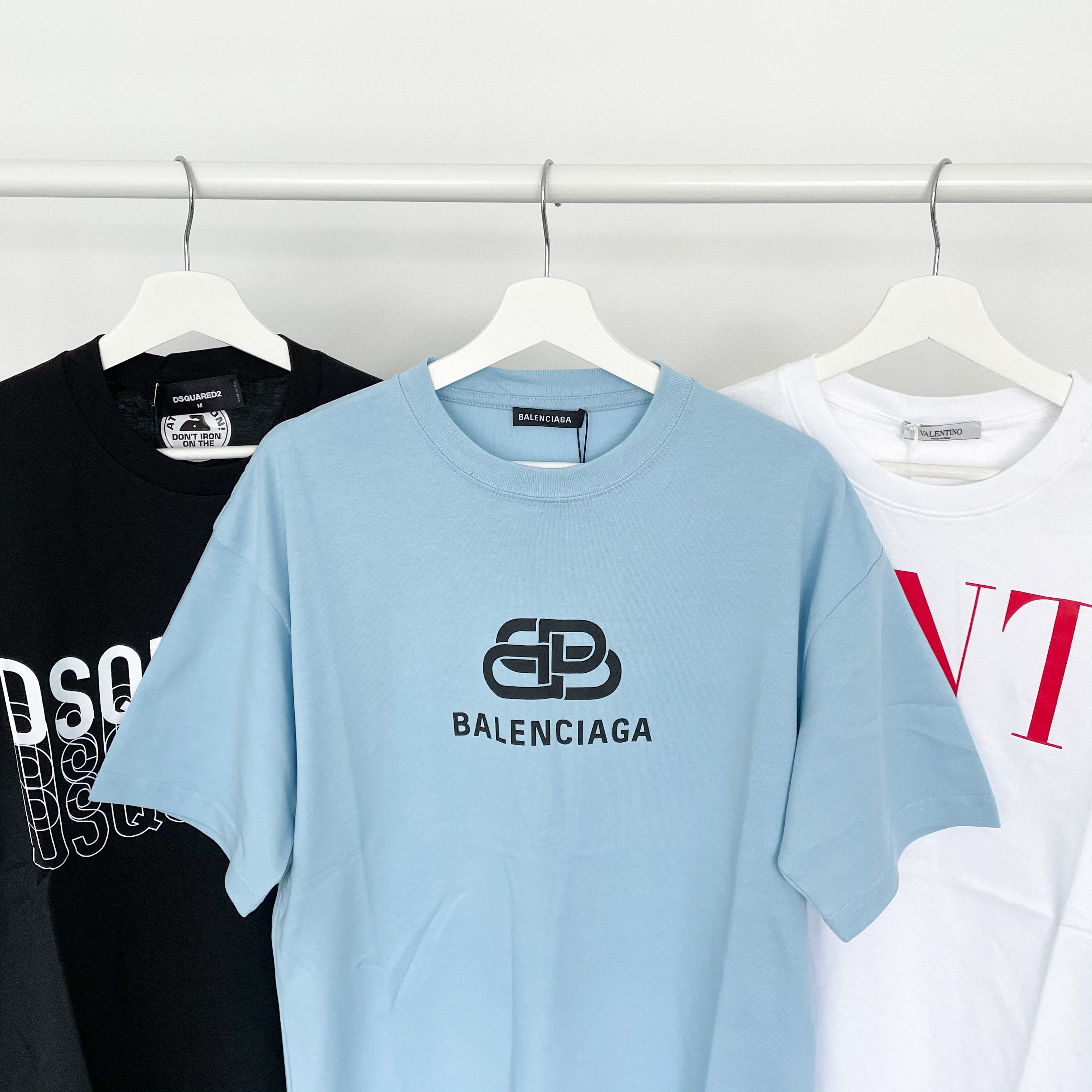 Balenciaga Interlocking Logo Tee - Baby Blue