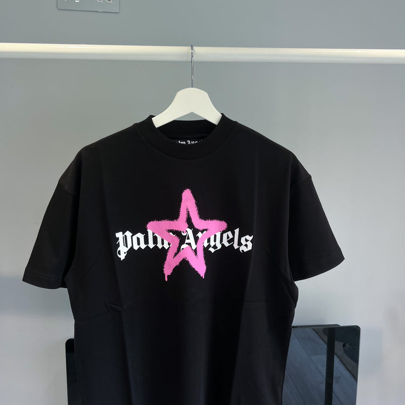 Palm Angels Pink Star Sprayed Unisex T Shirt 