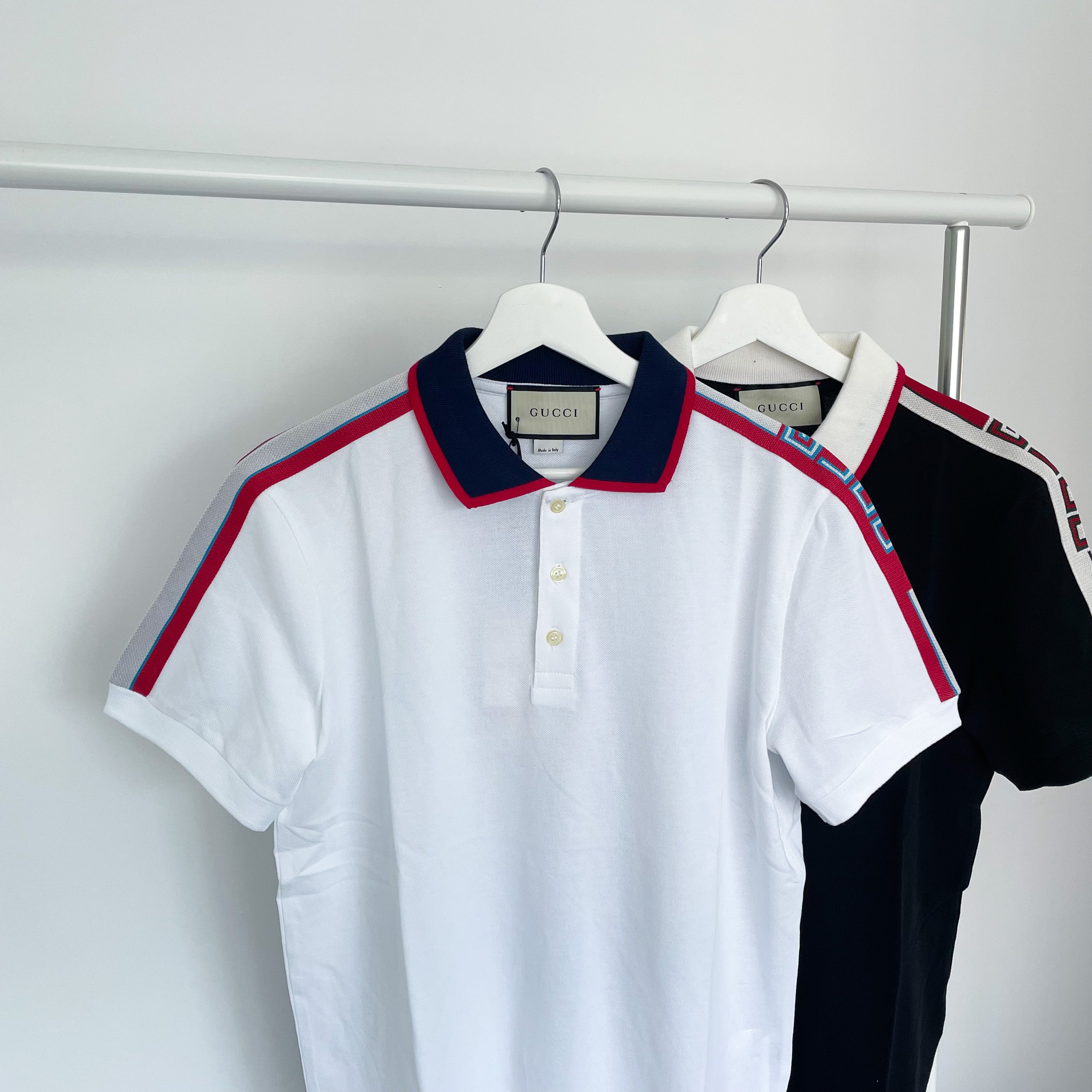 Gucci Logo Stripe Polo Tee - White