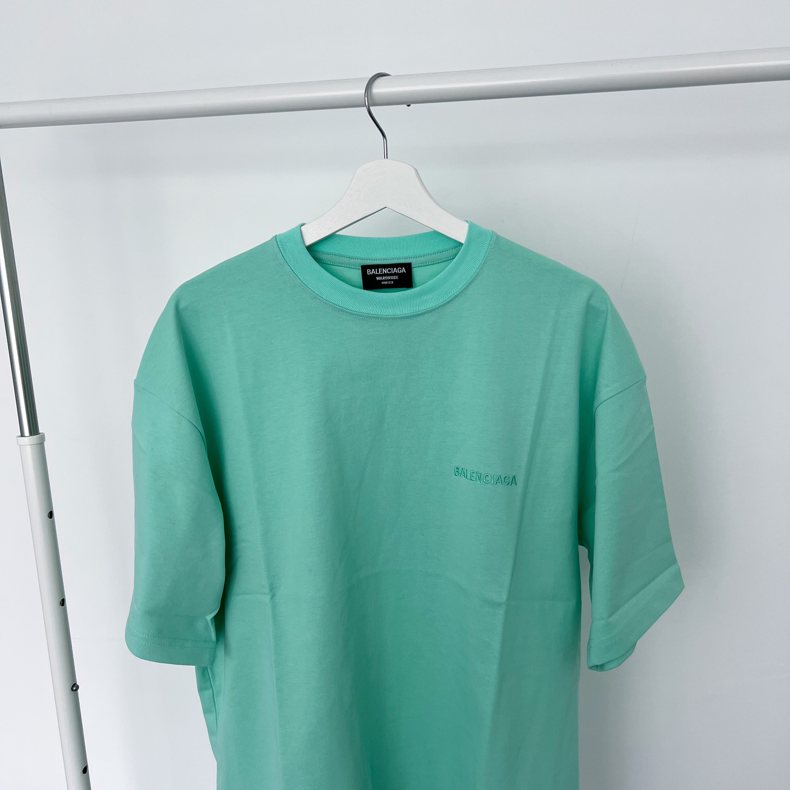 Balenciaga Embroidered Back Logo Tee - Teal