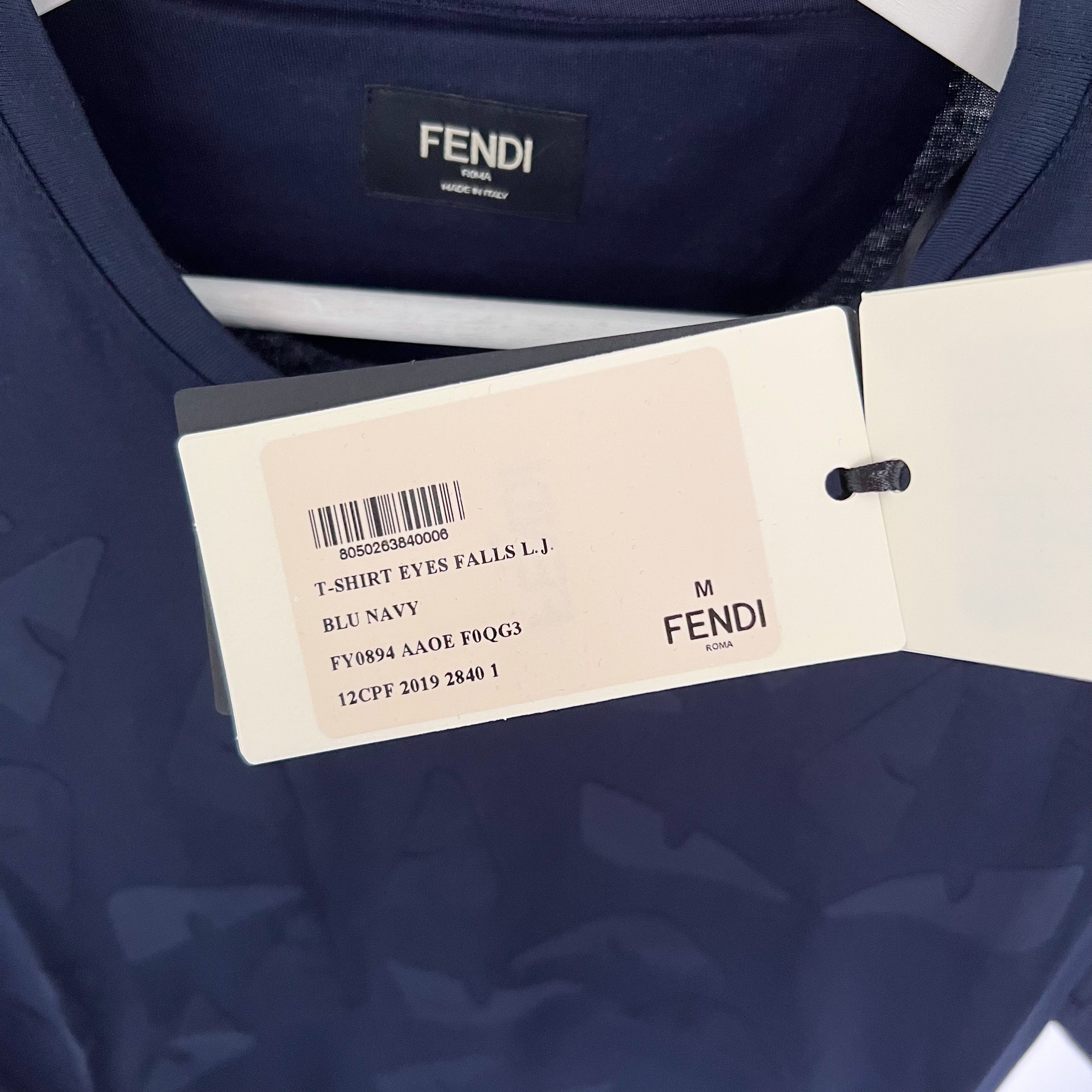 Fendi Bug Eyes Patch Tee - Navy