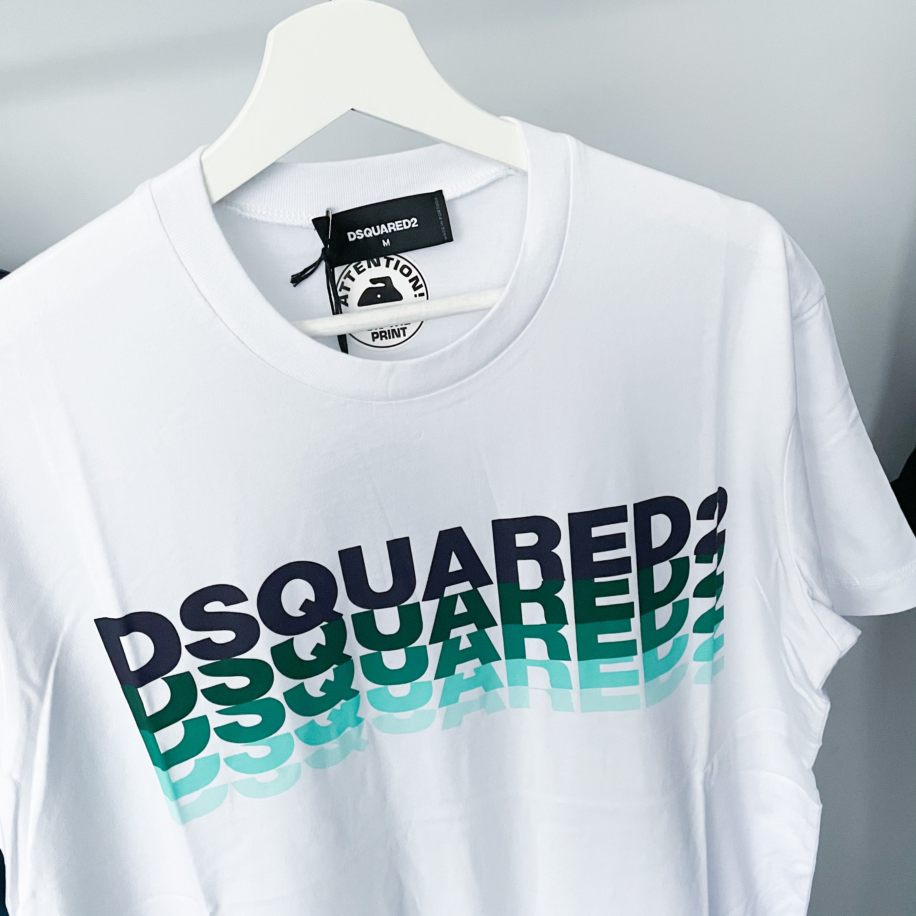 Dsquared Gradient Logo Tee - White / Blue