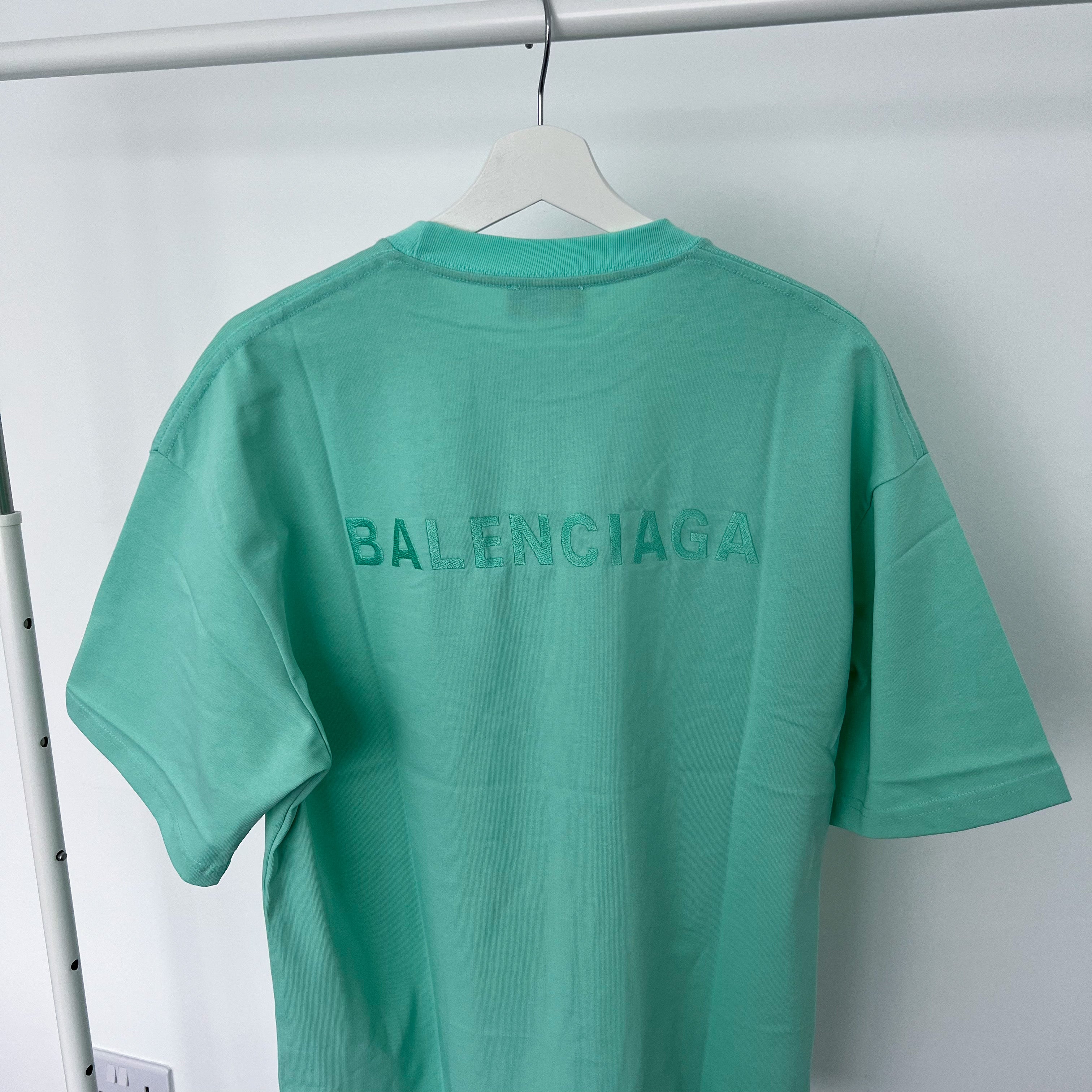 Balenciaga Embroidered Back Logo Tee - Teal