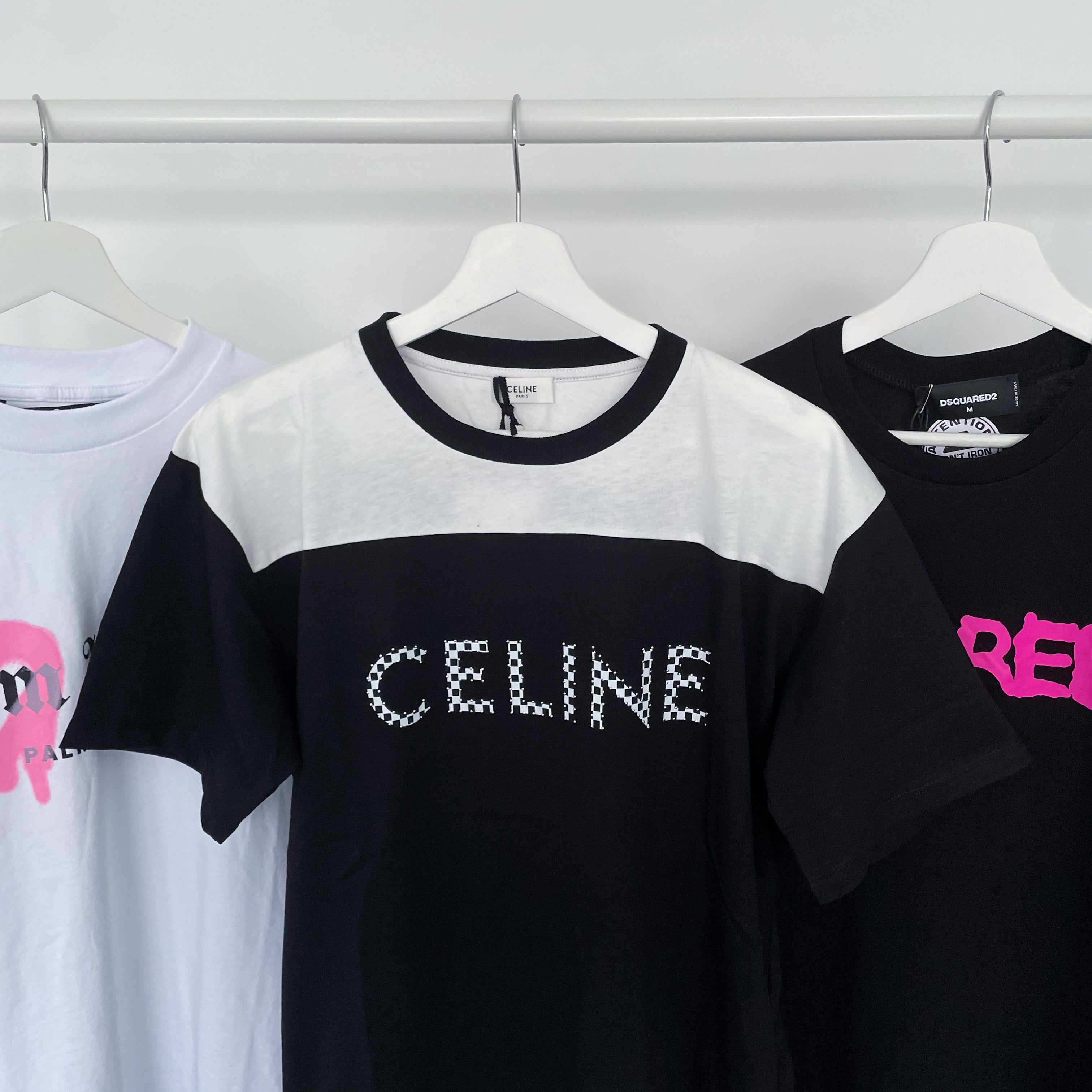 Celine Studded Logo Tee - Black / White