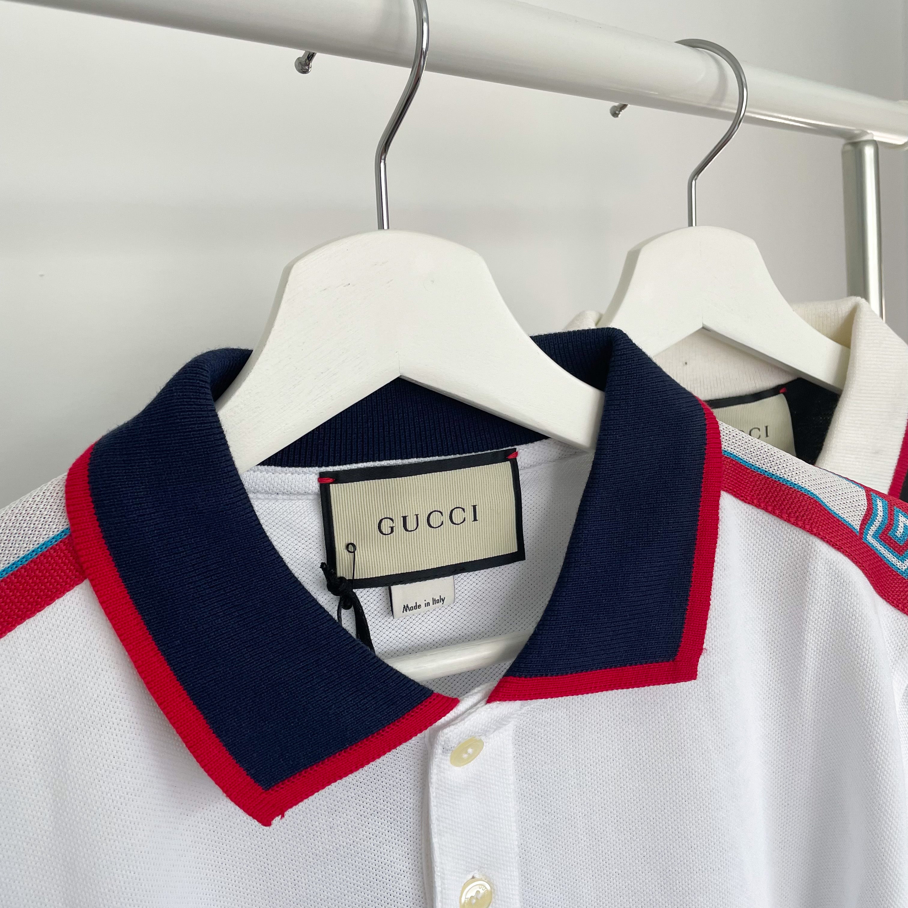 Gucci Logo Stripe Polo Tee - White