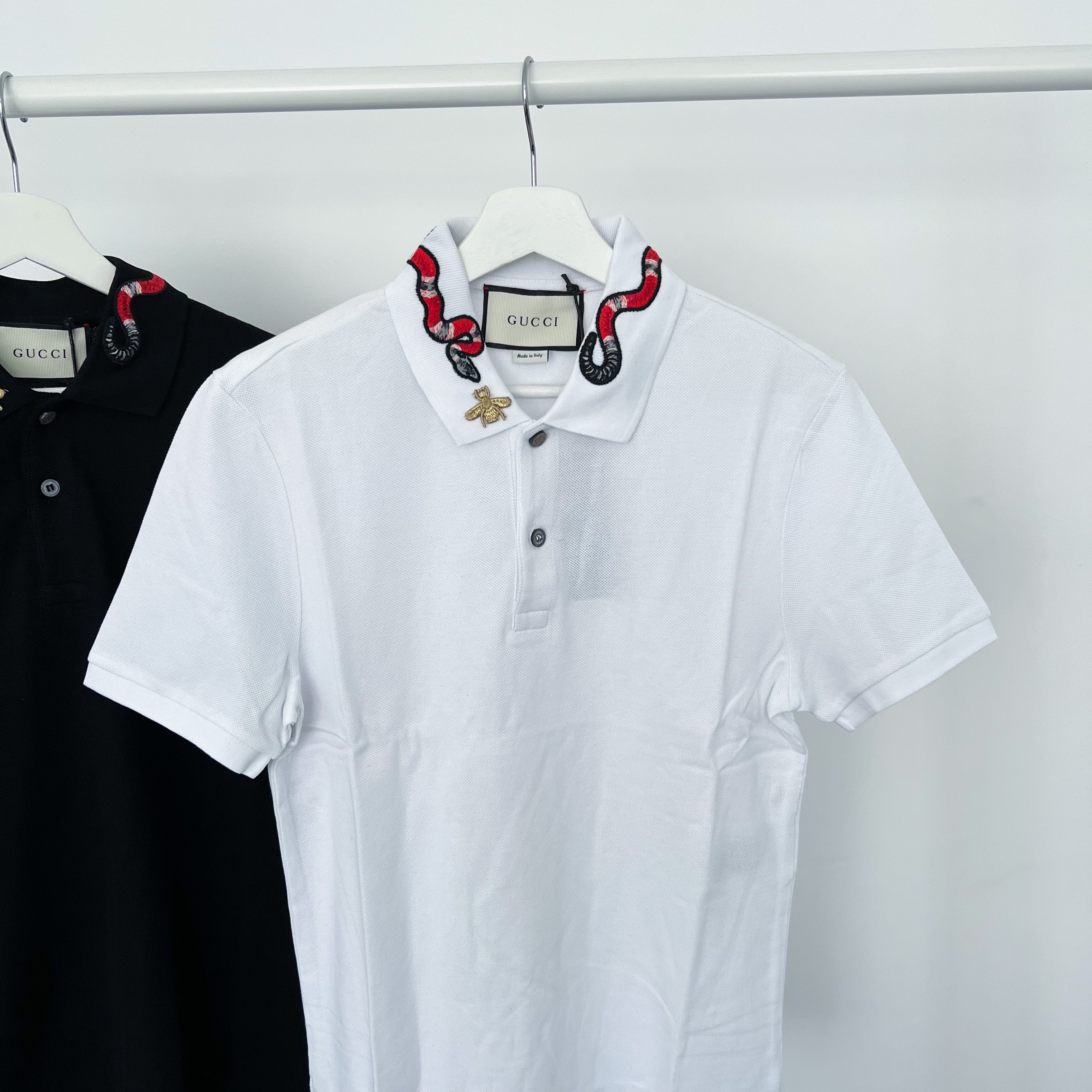 Gucci Embroidered Snake Polo - White