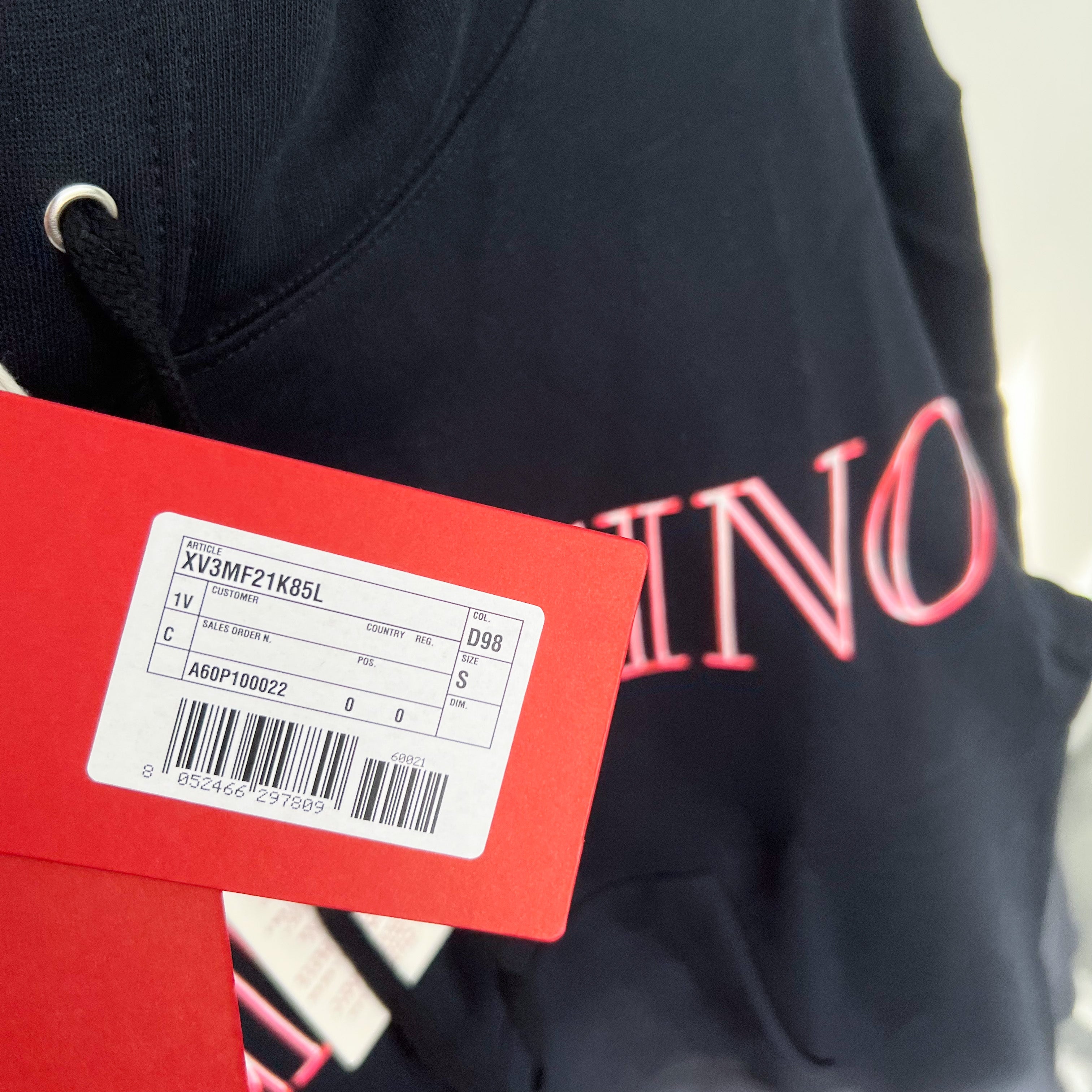 Valentino Neon Logo Hoodie - Black